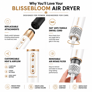 Blissebloom 8-in-1 Multifunctional Hair Dryer & Complete Styling Set Blissebloom