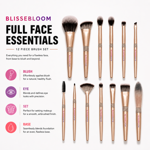 Blissebloom Champagne gold makeup brush set Blissebloom