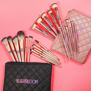Blissebloom Champagne gold makeup brush set Blissebloom