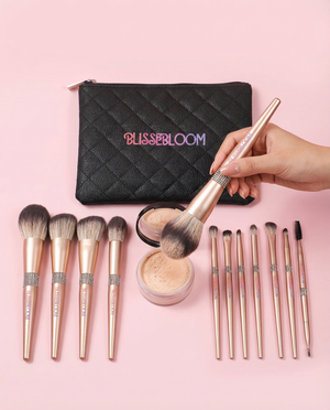 Blissebloom Champagne gold makeup brush set Blissebloom