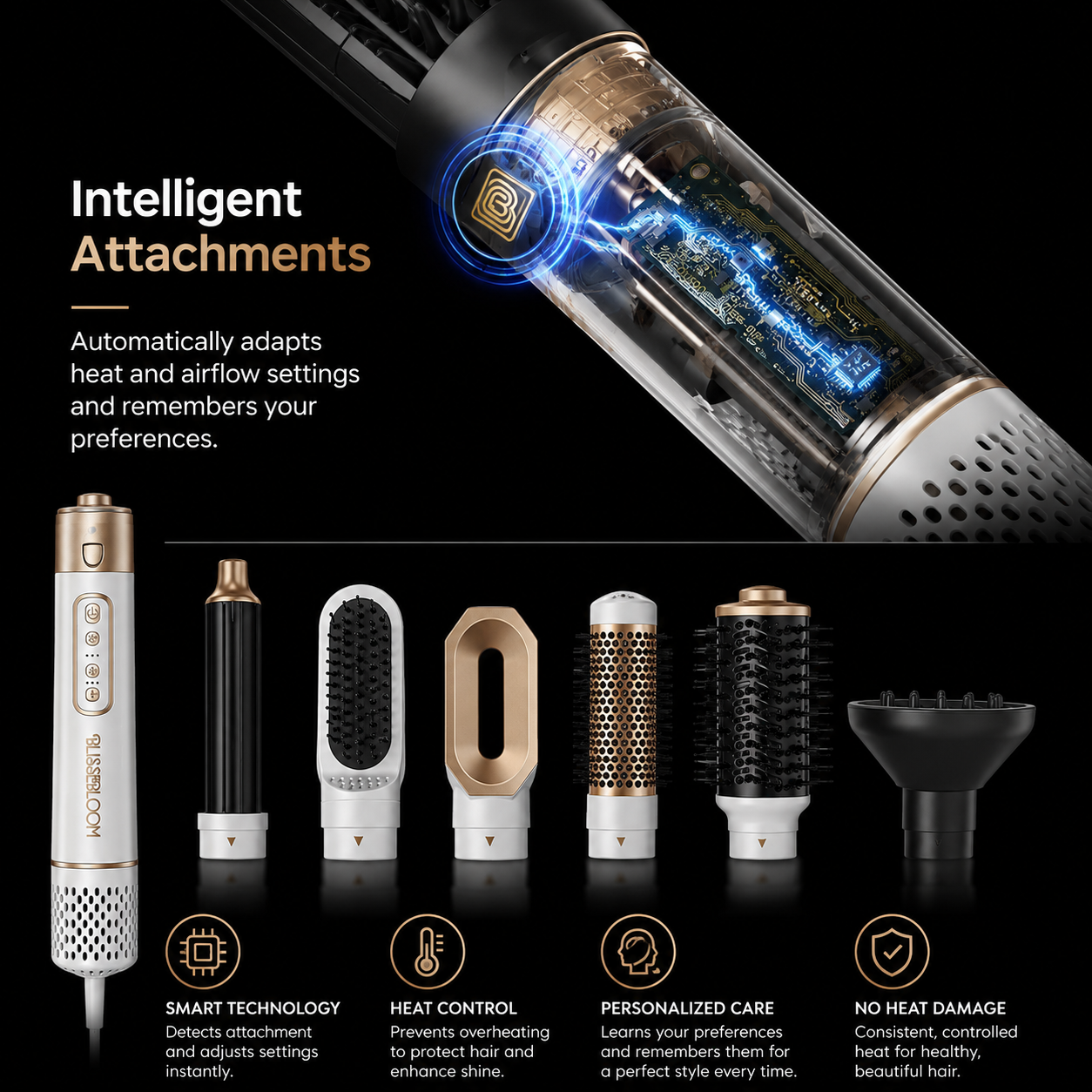 Blissebloom 8-in-1 Multifunctional Hair Dryer & Complete Styling Set Blissebloom