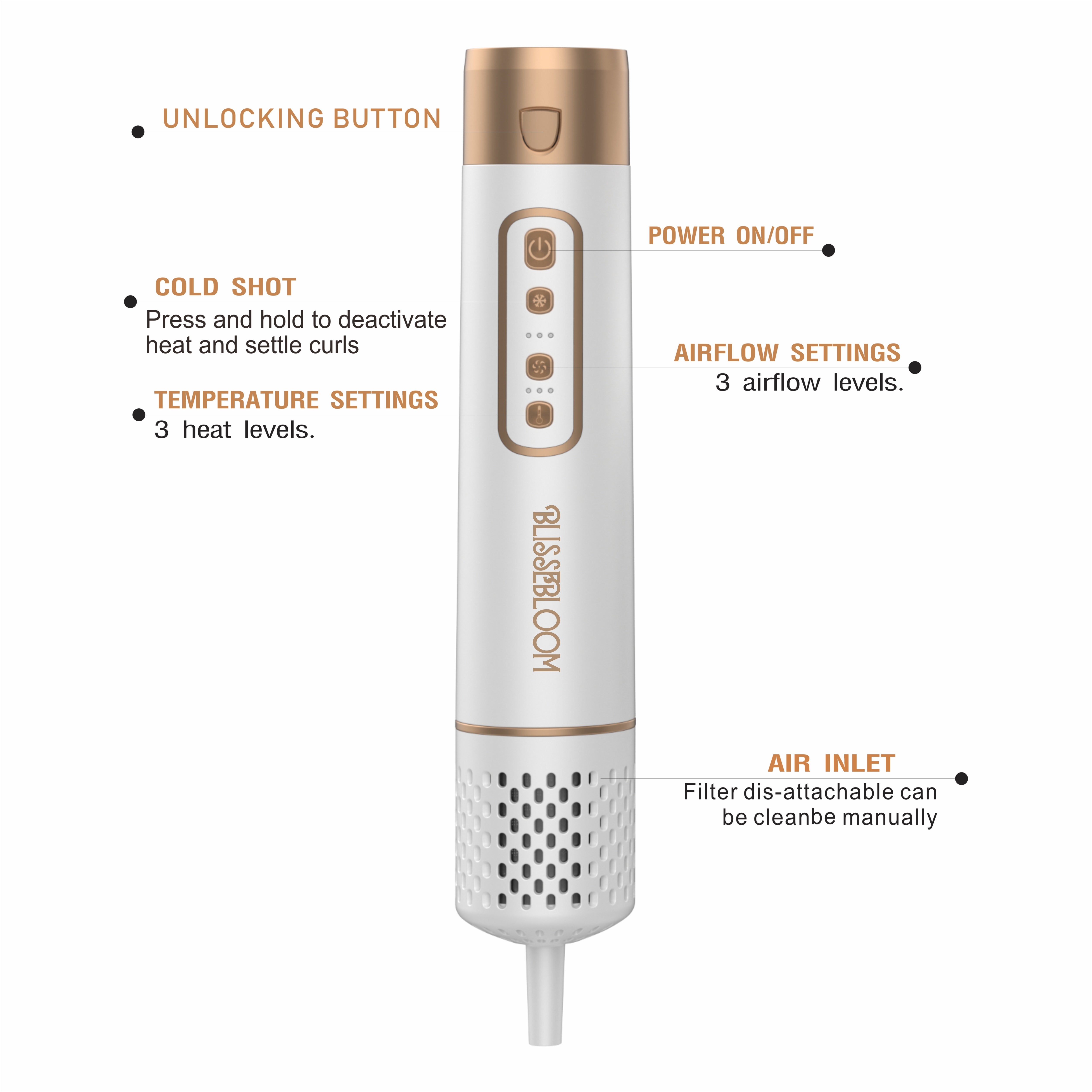 Blissebloom 6 in 1 set multifunctional hair dryer Blissebloom