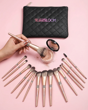 Blissebloom Champagne gold makeup brush set Blissebloom