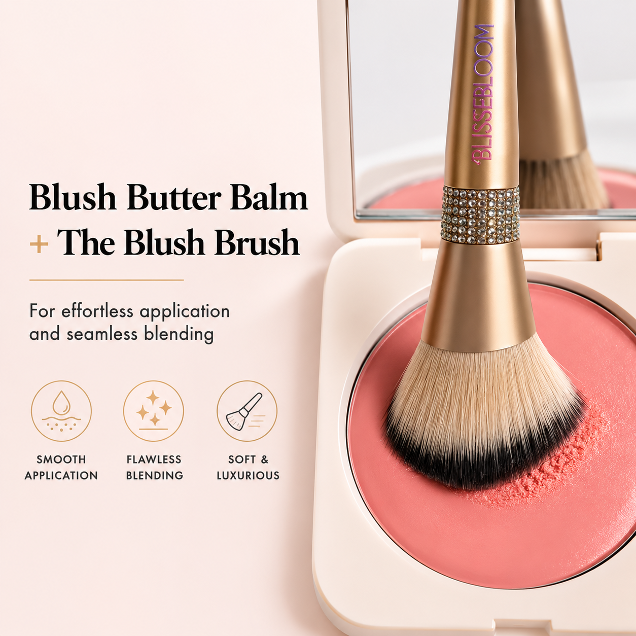 Blissebloom Champagne gold makeup brush set Blissebloom