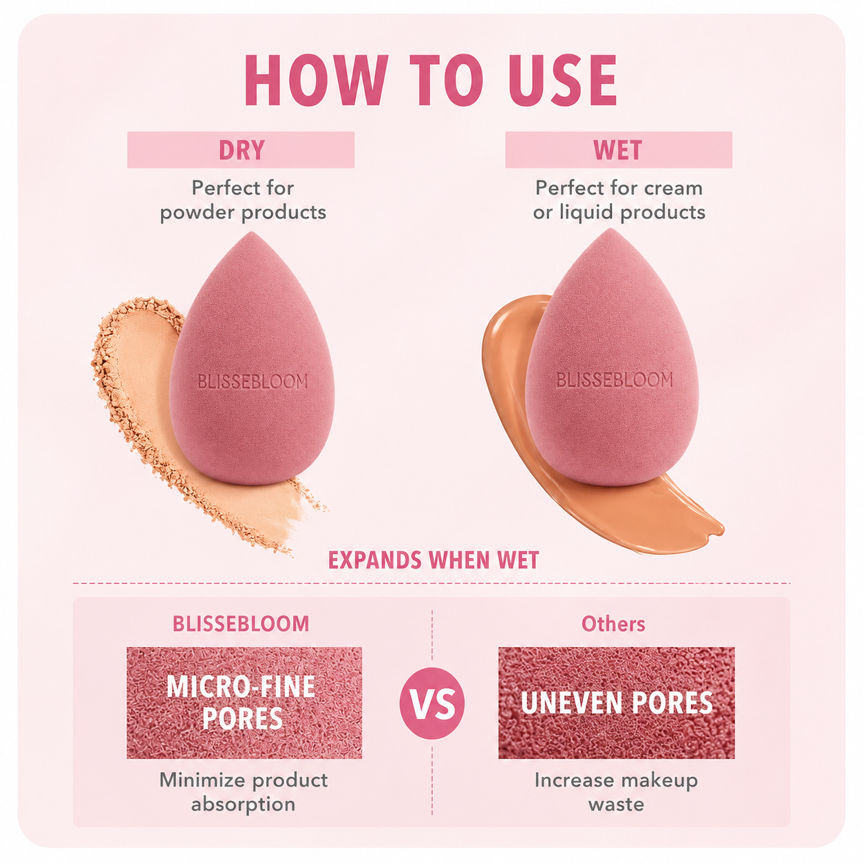 Blissebloom water drop powder puff Blissebloom