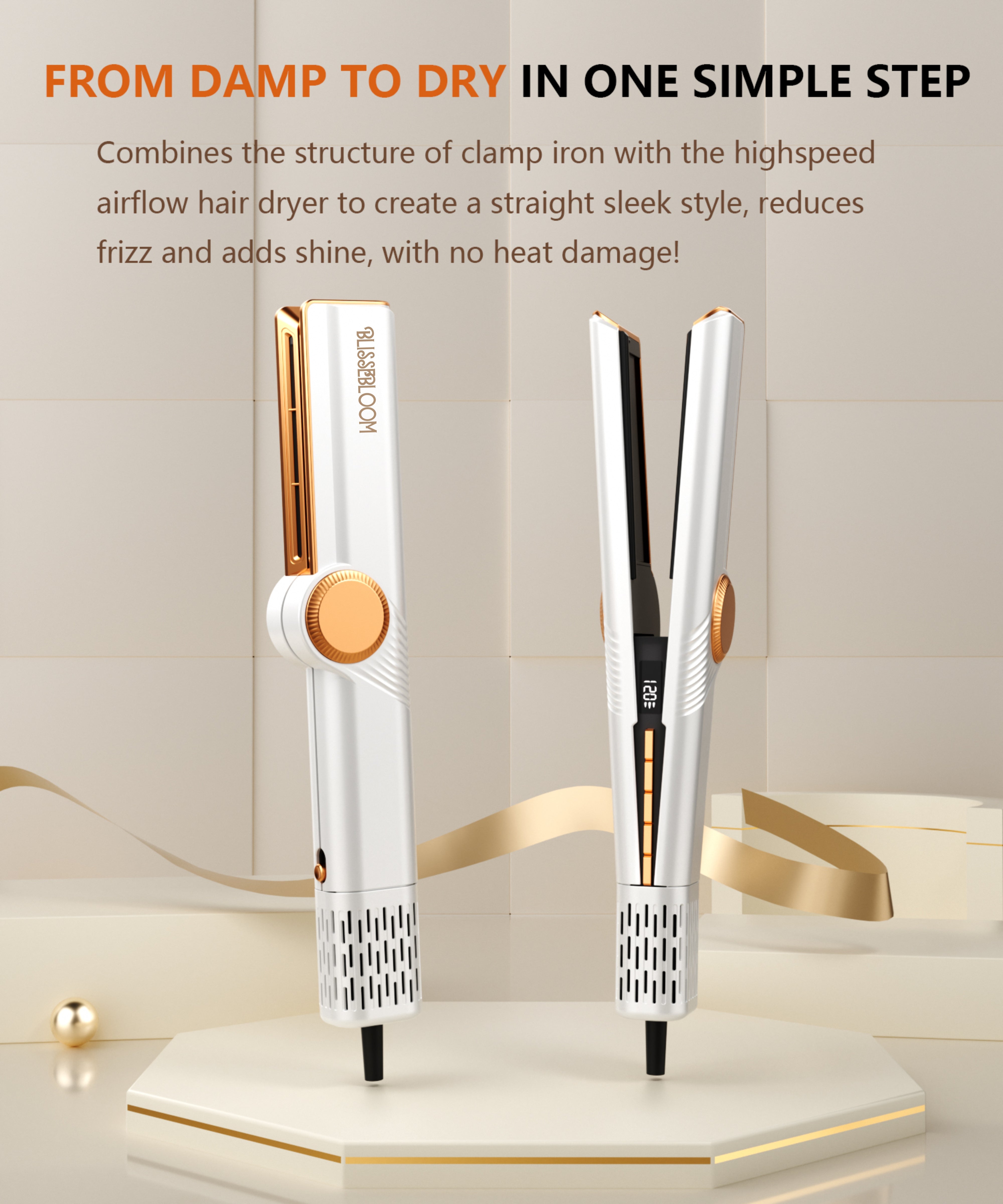 Blissebloom High-Speed Hair Straightener & Dryer (2-in-1) Blissebloom