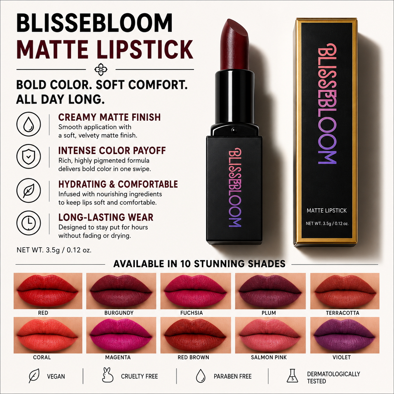 Blissebloom soft matte Lipstick Blissebloom