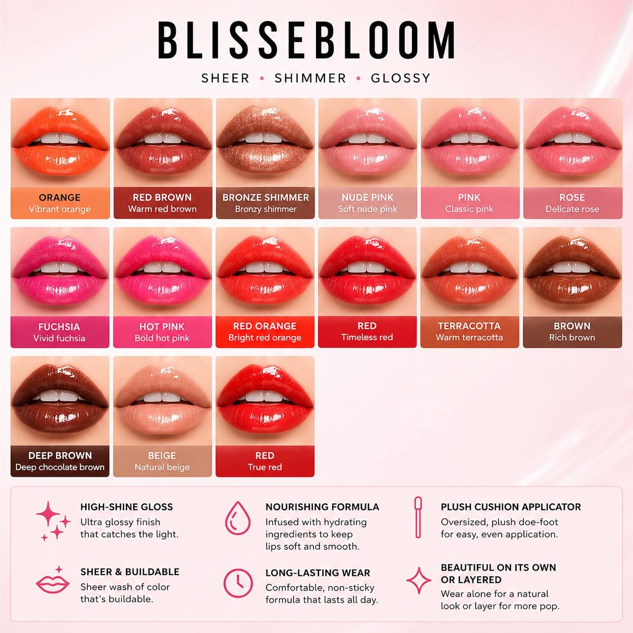 Blissebloom high pigment moisture Lipgloss Blissebloom