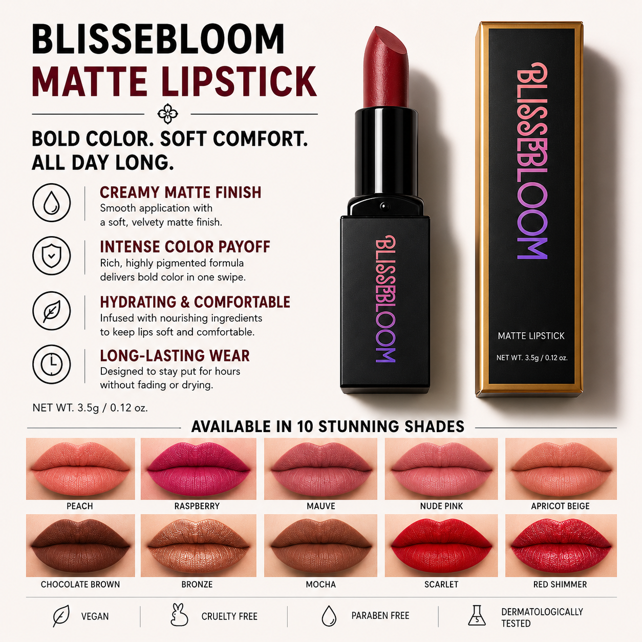 Blissebloom soft matte Lipstick Blissebloom